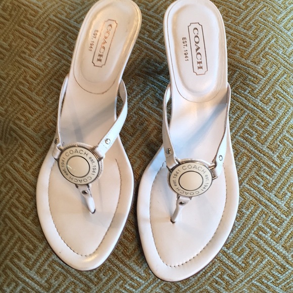 COACH Sandals Leather w/ Wooden Heel - Picture 5 of 7